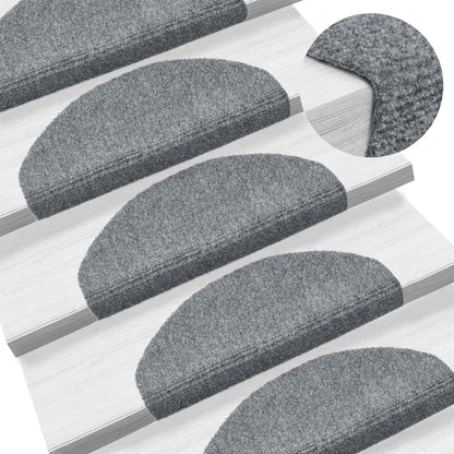 Tappetini per scale autoadesivi 20 pz 65x21x4 cm Grigio chiaro Semicircolari Grandi | homemem39
