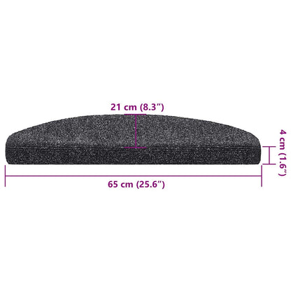 Tappetini per scale autoadesivi 30 pz 65x21x4 cm Grigio scuro Semicircolari Grandi | homemem39