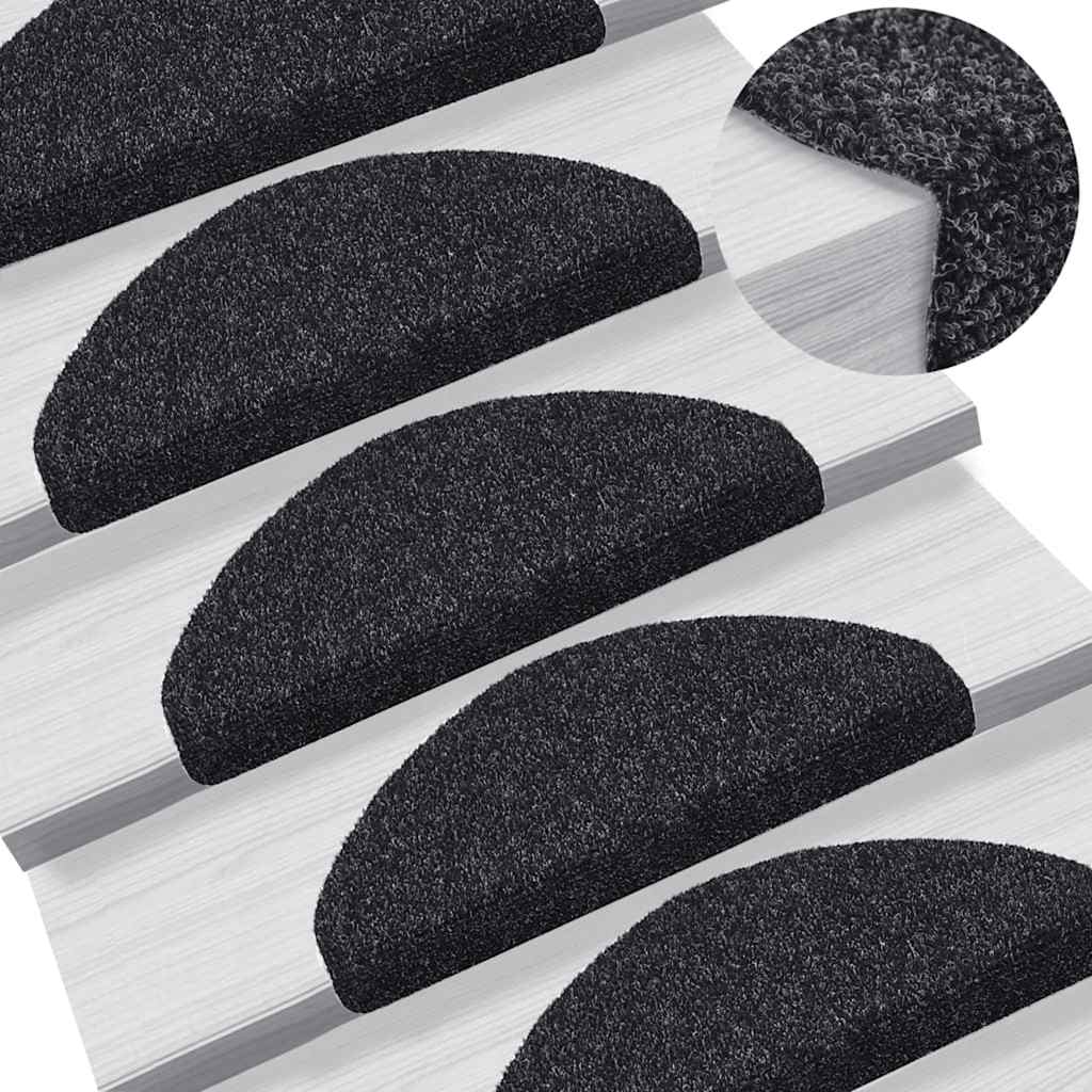 Tappetini per scale autoadesivi 30 pz 65x21x4 cm neri semicircolari grandi | homemem39