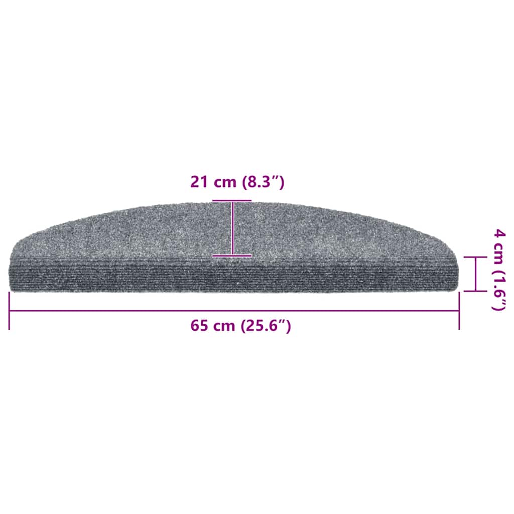 Tappetini per scale autoadesivi 30 pz 65x21x4 cm Grigio chiaro Semicircolari Grandi | homemem39