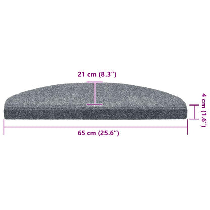 Tappetini per scale autoadesivi 30 pz 65x21x4 cm Grigio chiaro Semicircolari Grandi | homemem39