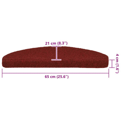 Tappetini per scale autoadesivi 30 pz 65x21x4 cm Bordeaux Rosso Semicircolari Grandi | homemem39