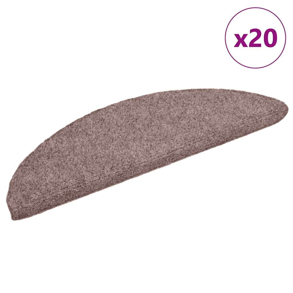 Tappetini per scale autoadesivi 20 pz 56x17x3 cm Marrone Chiaro Semicircolari