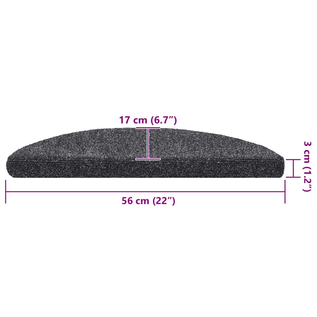 Tappetini per scale autoadesivi 20 pz 56x17x3 cm Grigio scuro semicircolari | homemem39