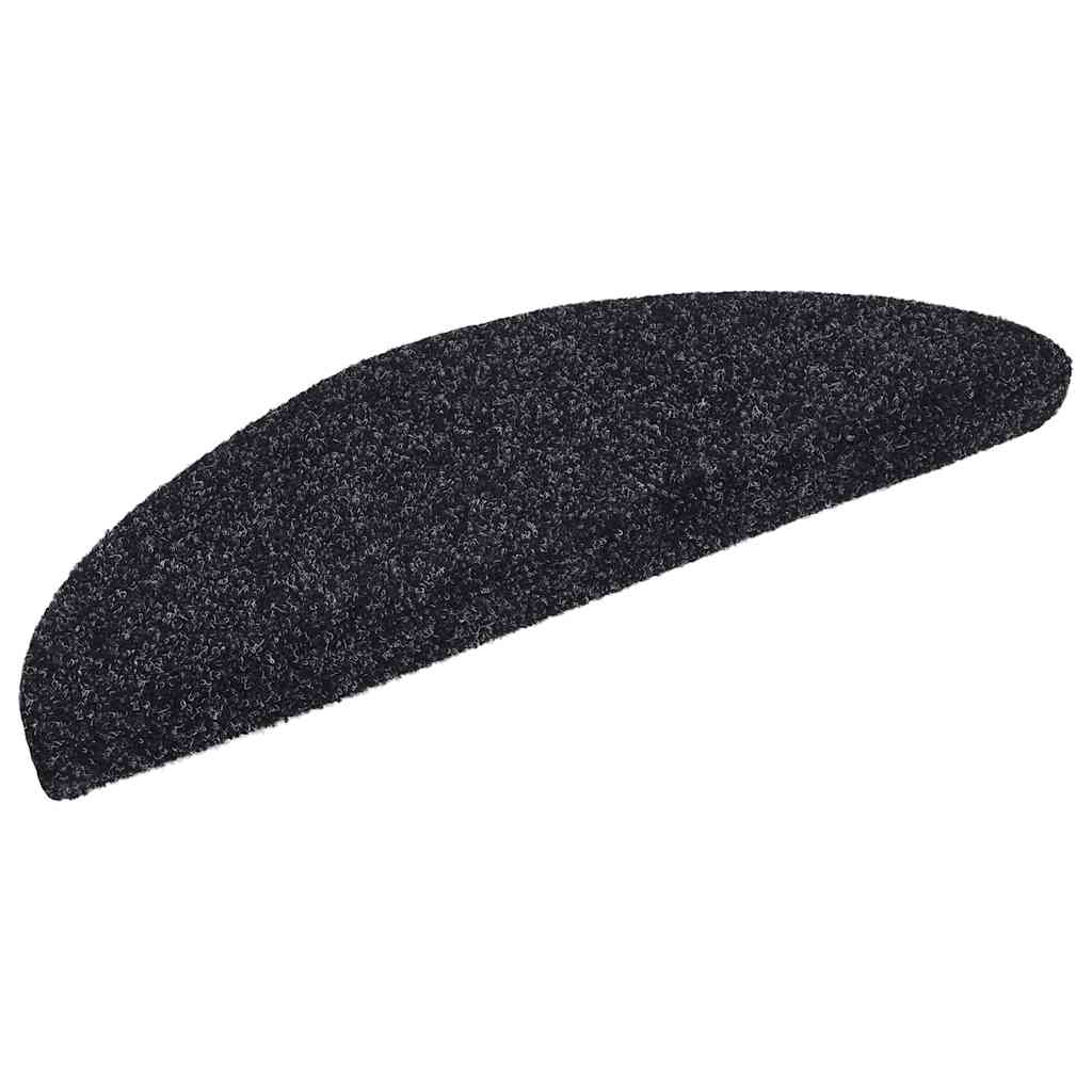 Tappetini per scale autoadesivi 20 pz 56x17x3 cm neri semicircolari