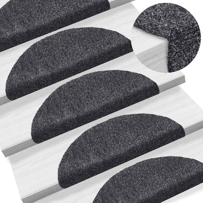 Tappetini per scale autoadesivi 30 pz 56x17x3 cm Grigio scuro semicircolari | homemem39