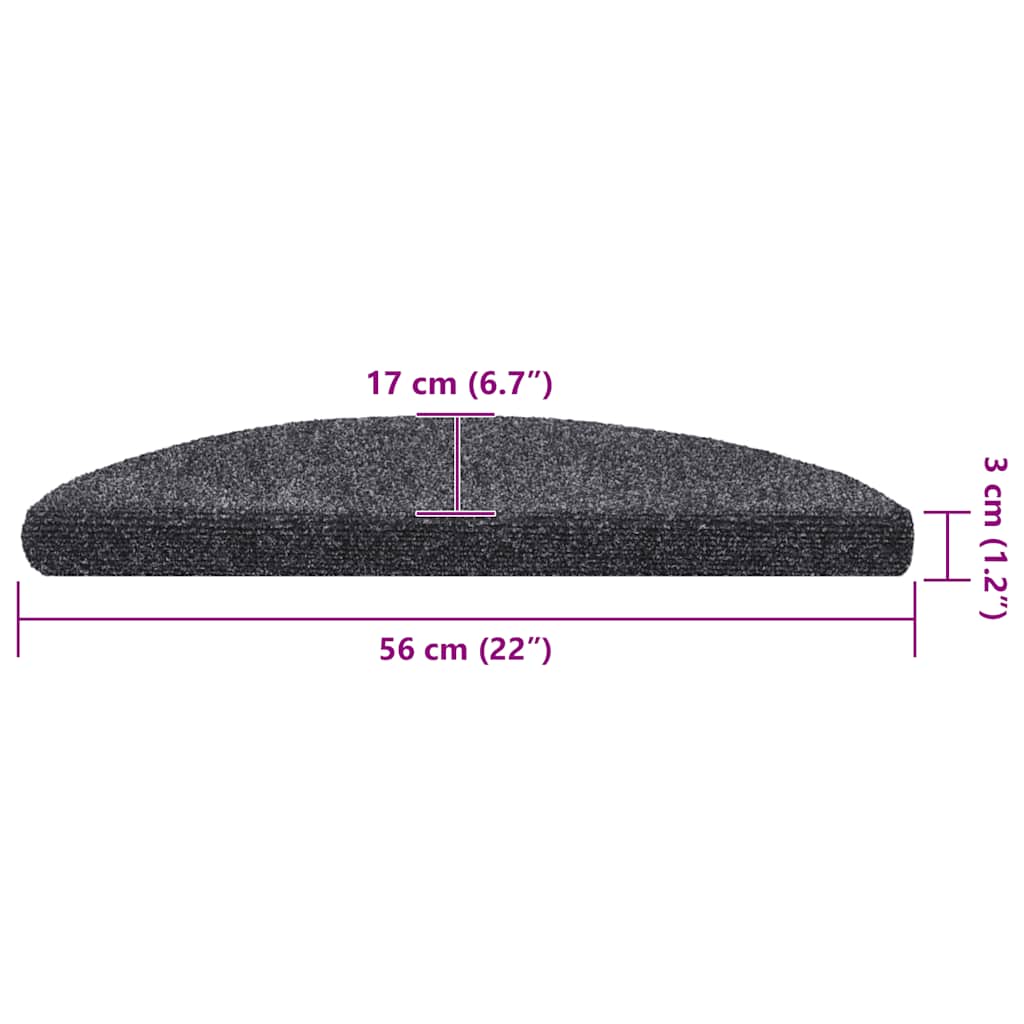 Tappetini per scale autoadesivi 30 pz 56x17x3 cm Grigio scuro semicircolari | homemem39