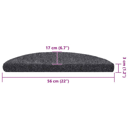 Tappetini per scale autoadesivi 30 pz 56x17x3 cm Grigio scuro semicircolari | homemem39