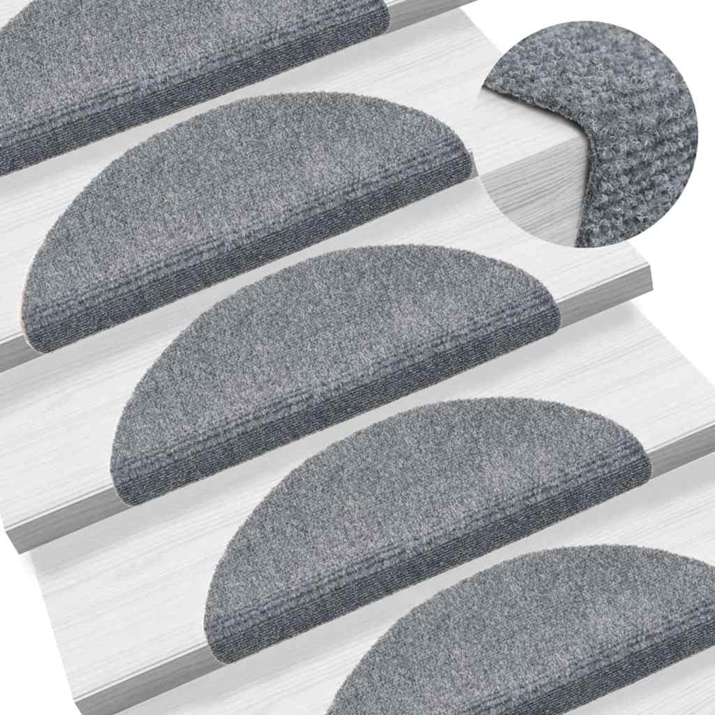 Tappetini per scale autoadesivi 30 pz 56x17x3 cm Grigio chiaro semicircolari | homemem39