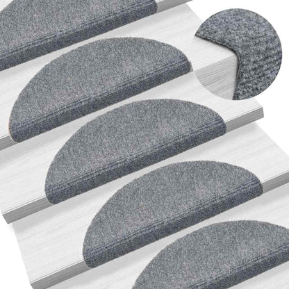 Tappetini per scale autoadesivi 30 pz 56x17x3 cm Grigio chiaro semicircolari | homemem39