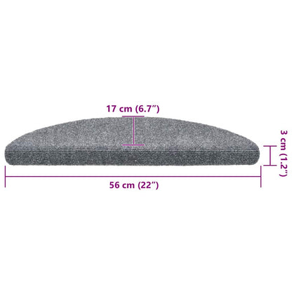 Tappetini per scale autoadesivi 30 pz 56x17x3 cm Grigio chiaro semicircolari | homemem39