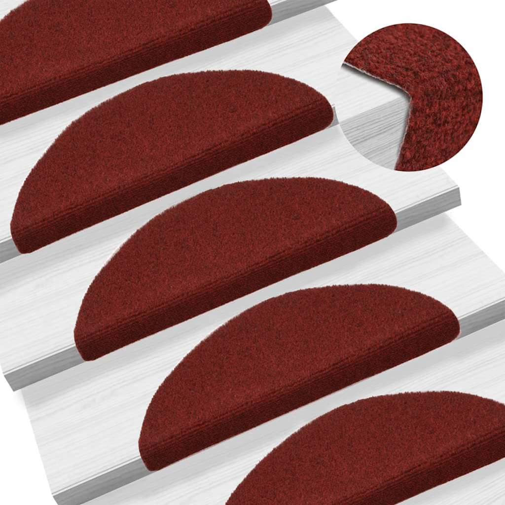 Tappetini per scale autoadesivi 30 pz 56x17x3 cm Bordeaux Rosso Semicircolari | homemem39