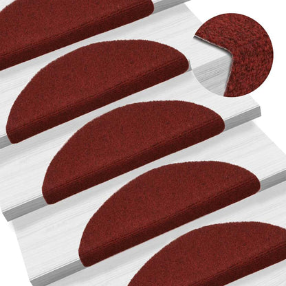 Tappetini per scale autoadesivi 30 pz 56x17x3 cm Bordeaux Rosso Semicircolari | homemem39