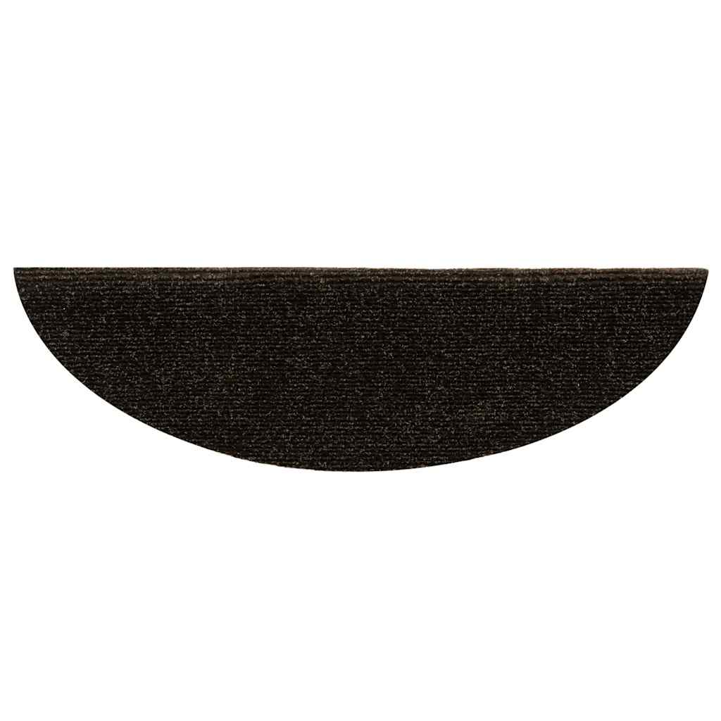 Tappetini per scale autoadesivi 30 pz 56x17x3 cm marrone scuro semicircolari | homemem39