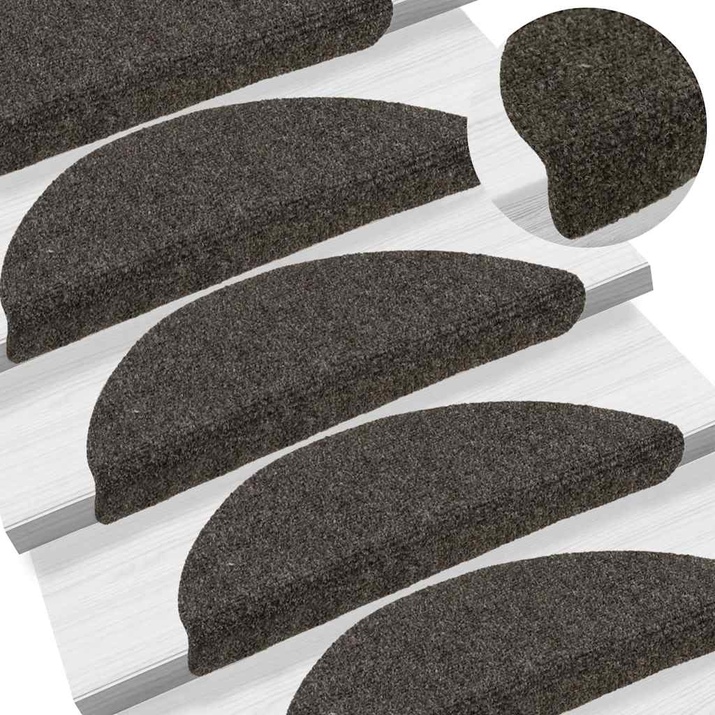 Tappetini per scale autoadesivi 30 pz 56x17x3 cm antracite semicircolari | homemem39