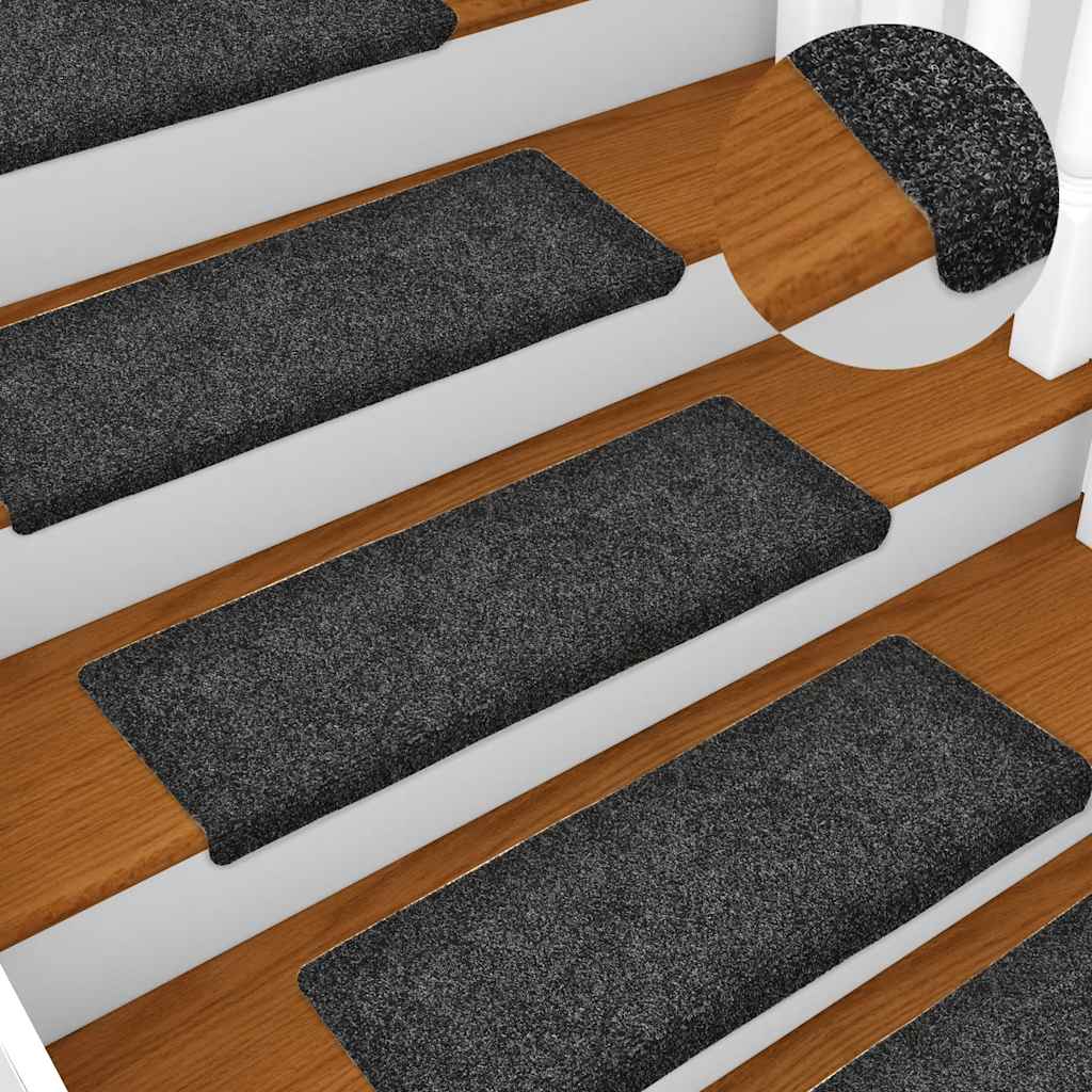 Tappetini per scale autoadesivi 30 pz 65x21x4 cm Grigio Scuro bordo rettangolare | homemem39