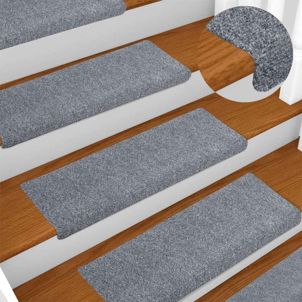 Tappetini per scale autoadesivi 30 pz 65x21x4 cm Grigio chiaro bordo rettangolare | homemem39