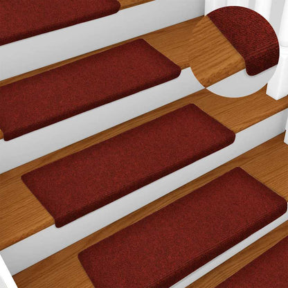 Tappetini per scale autoadesivi 30 pz 65x21x4 cm Bordeaux Rosso Bordo rettangolare | homemem39