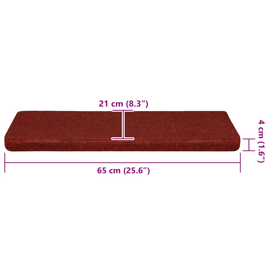 Tappetini per scale autoadesivi 30 pz 65x21x4 cm Bordeaux Rosso Bordo rettangolare | homemem39