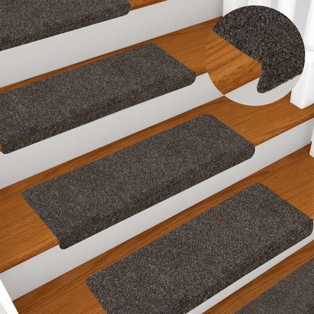 Tappetini per scale autoadesivi 30 pz 65x21x4 cm Antracite Bordo rettangolare | homemem39