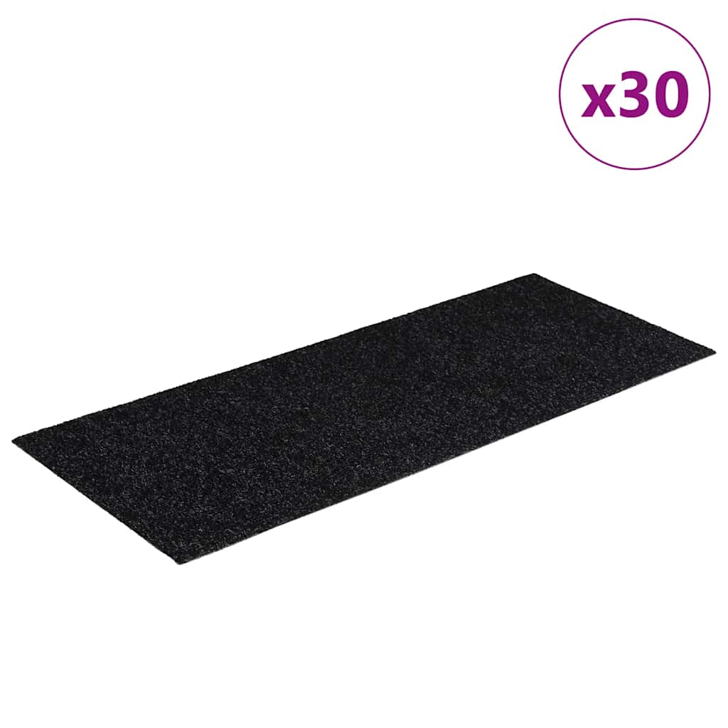 Tappetini per scale autoadesivi 30 pz 60x25 cm neri rettangolari | homemem39