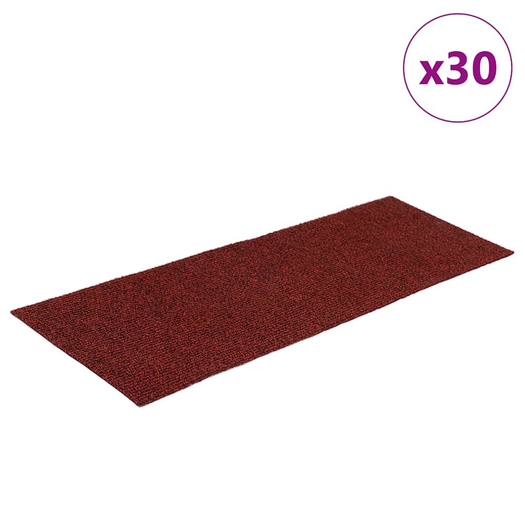 Tappetini per scale autoadesivi 30 pz 60x25 cm Bordeaux Rosso Rettangolari