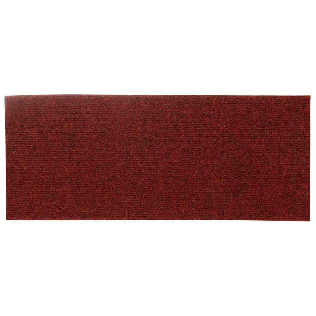 Tappetini per scale autoadesivi 30 pz 60x25 cm Bordeaux Rosso Rettangolari