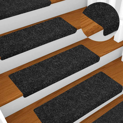 Tappetini per scale autoadesivi 20 pz 65x21x4 cm neri bordo rettangolare | homemem39