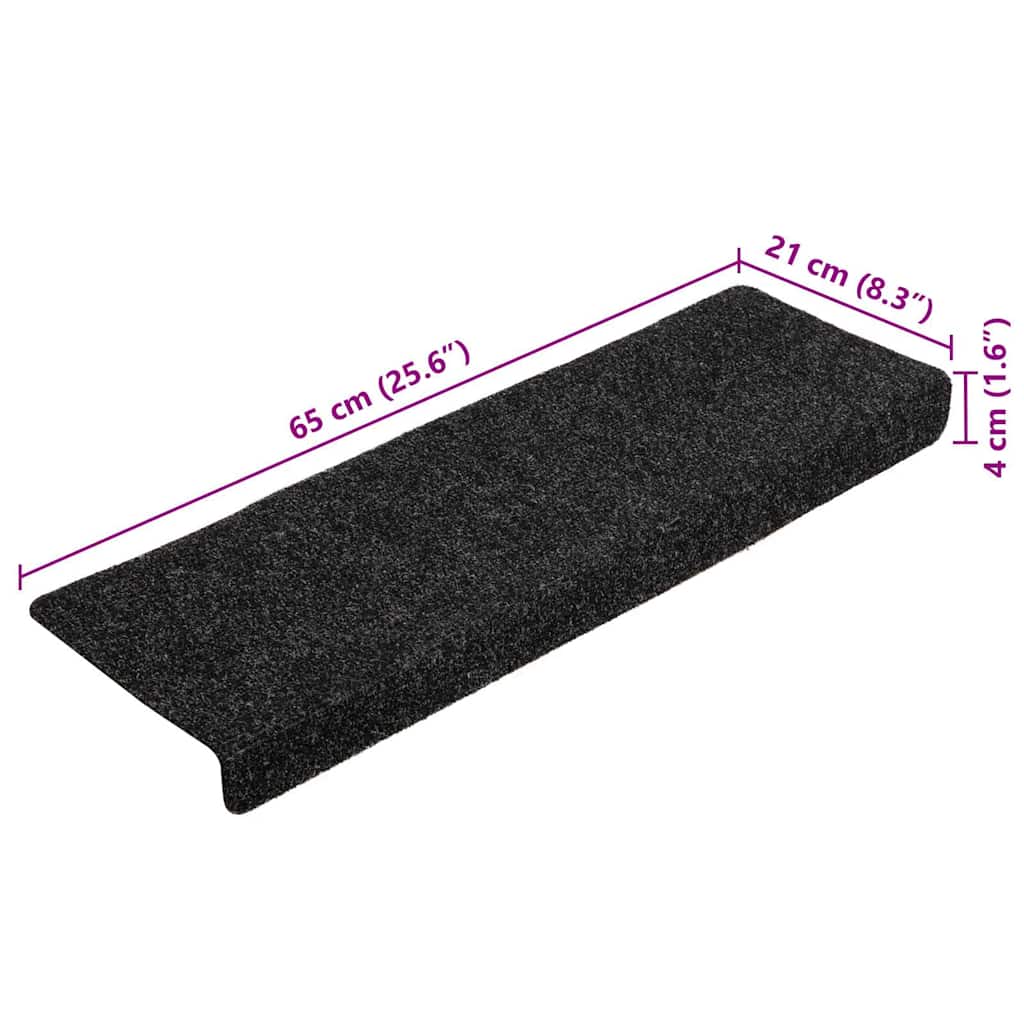 Tappetini per scale autoadesivi 20 pz 65x21x4 cm neri bordo rettangolare | homemem39