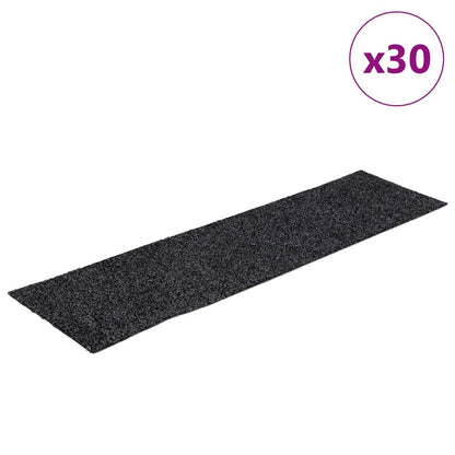 Tappetini per scale autoadesivi 30 pz 76x20 cm Grigio Scuro Rettangolari