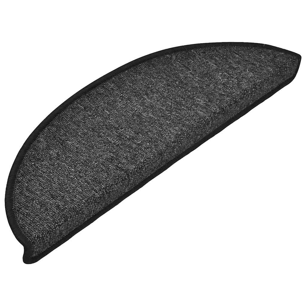 Tappetini per scale 30 pz 56x17x3 cm Antracite Semicircolari