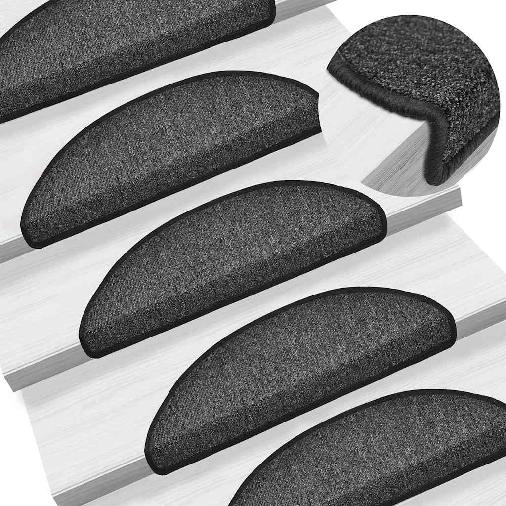 Tappetini per scale 30 pz 56x17x3 cm Antracite Semicircolari