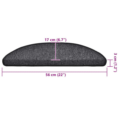 Tappetini per scale 30 pz 56x17x3 cm Antracite Semicircolari