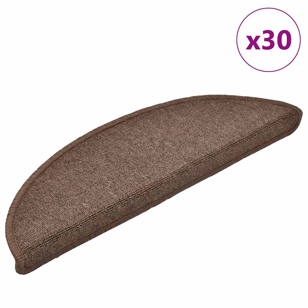 Tappetini per scale 30 pz 56x17x3 cm Marrone caffè Semicircolari | homemem39