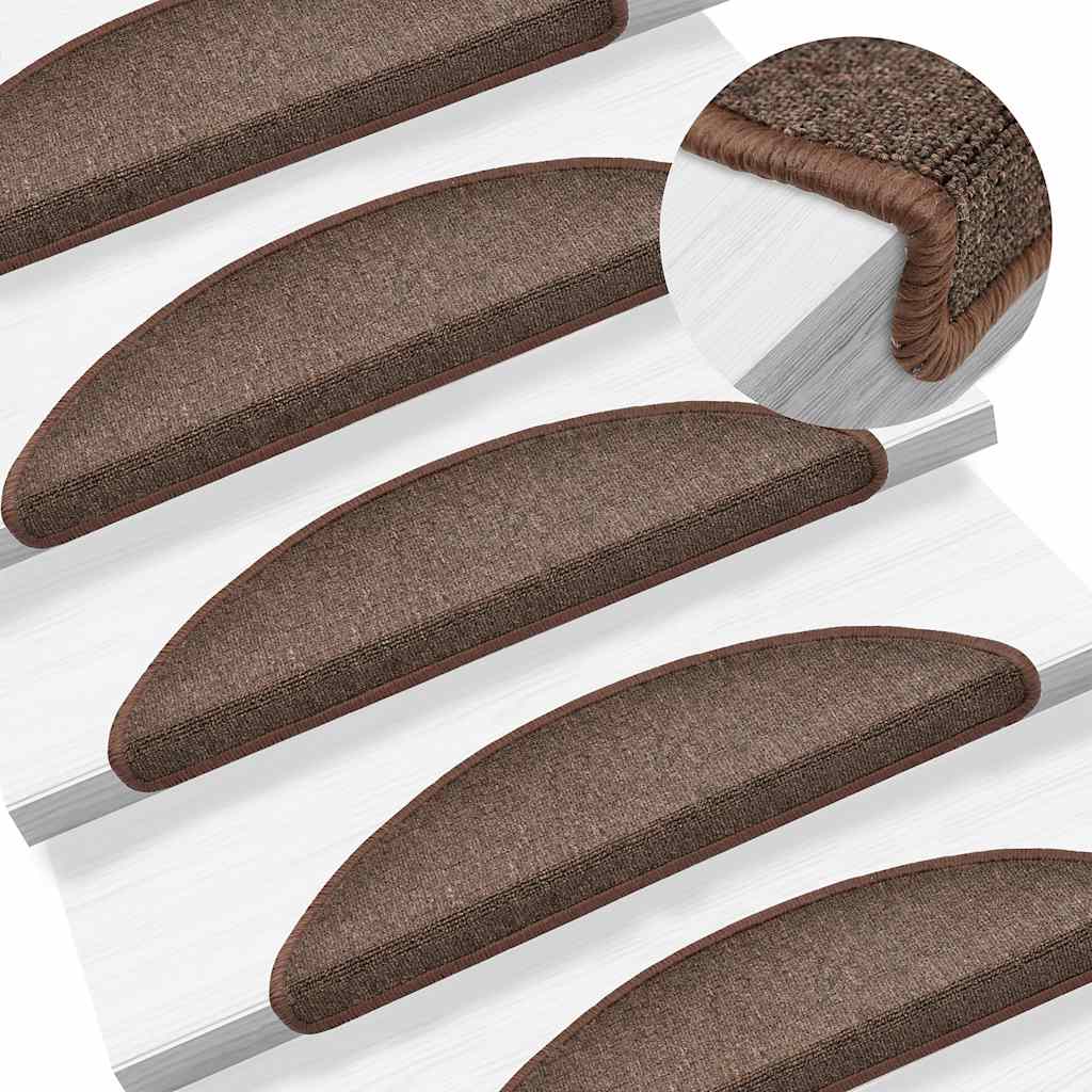 Tappetini per scale 30 pz 56x17x3 cm Marrone caffè Semicircolari