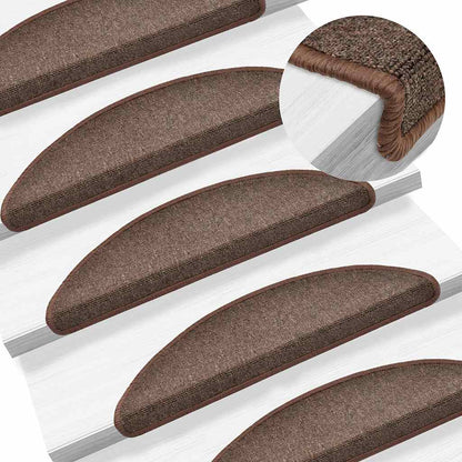 Tappetini per scale 30 pz 56x17x3 cm Marrone caffè Semicircolari