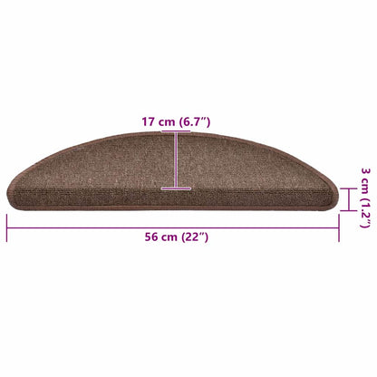 Tappetini per scale 30 pz 56x17x3 cm Marrone caffè Semicircolari