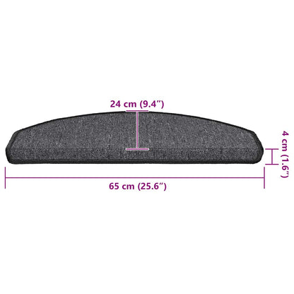 Tappetini per scale 30 pz 65x24x4 cm Antracite Semicircolari Grandi