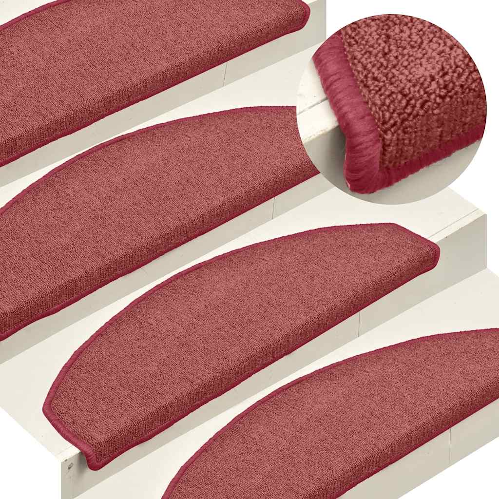 Tappetini per scale 30 pz 65x24x4 cm Bordeaux Semicircolari Grandi | homemem39