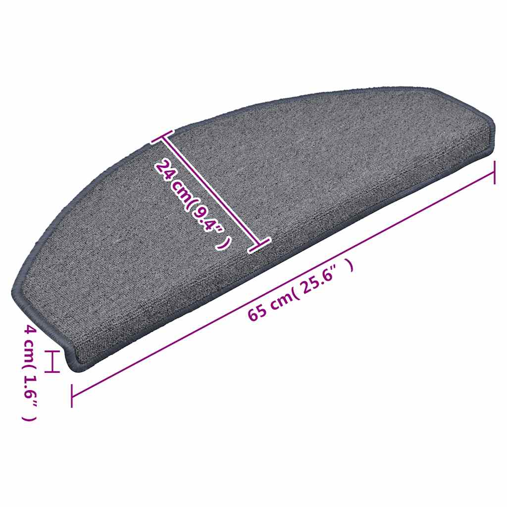 Tappetini per scale 30 pz 65x24x4 cm Grigio chiaro e blu Semicircolari Grandi | homemem39