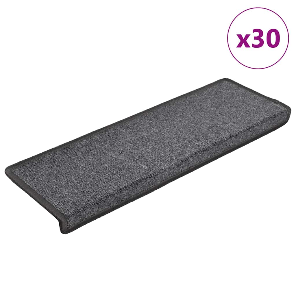 Tappetini per scale 30 pz 65x21x4 cm Grigio scuro Bordo rettangolare