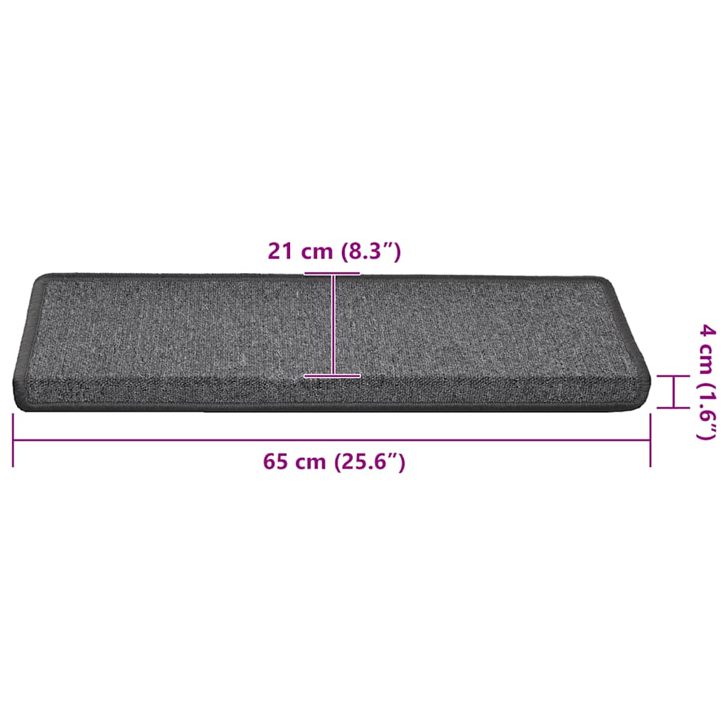 Tappetini per scale 30 pz 65x21x4 cm Grigio scuro Bordo rettangolare | homemem39