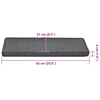 Tappetini per scale 30 pz 65x21x4 cm Grigio scuro Bordo rettangolare | homemem39