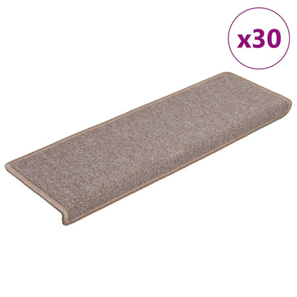 Tappetini per scale 30 pz 65x21x4 cm Marrone chiaro Bordo rettangolare