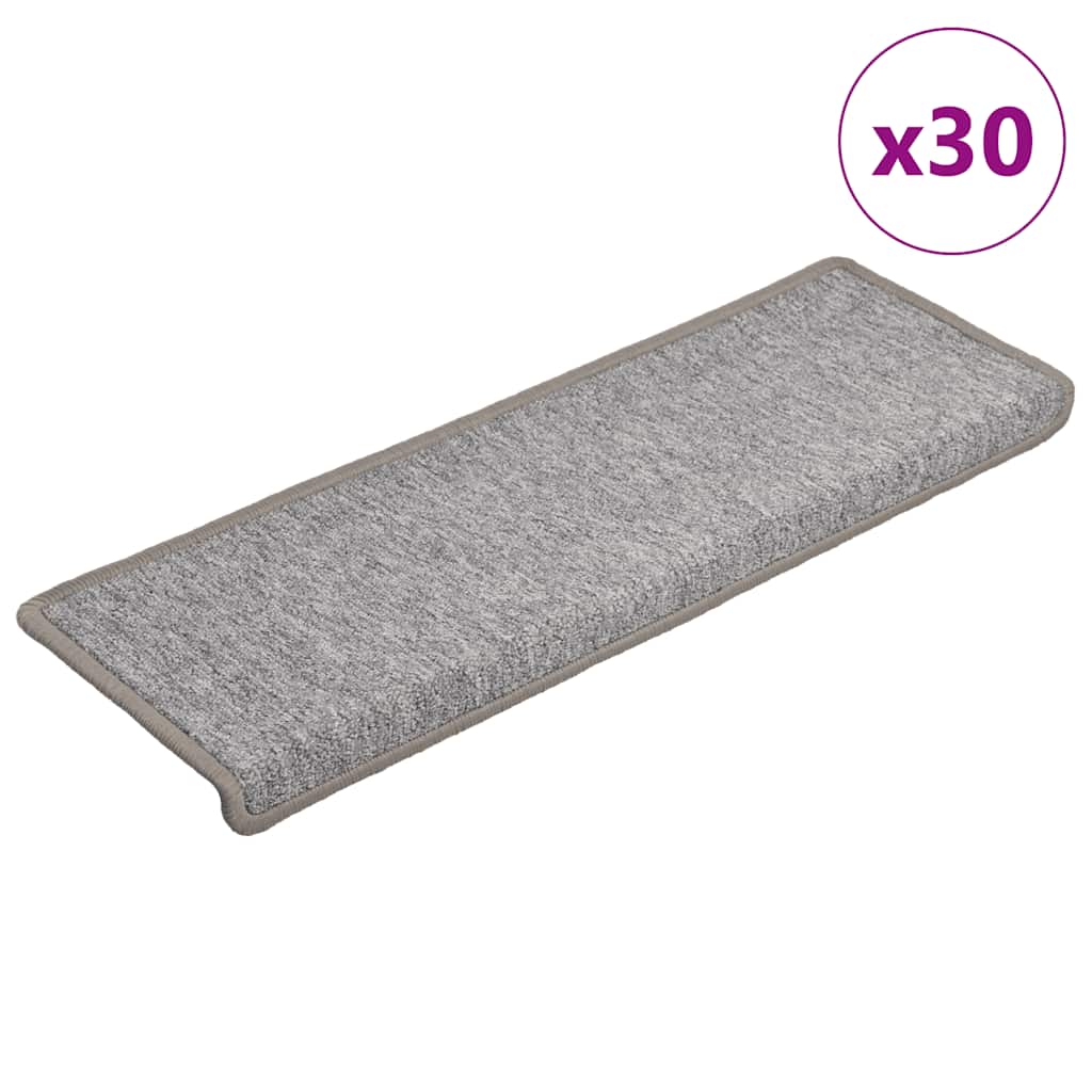 Tappetini per scale 30 pz 65x21x4 cm Grigio chiaro Bordo rettangolare
