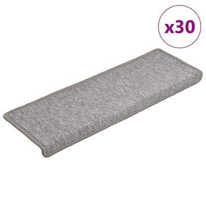 Tappetini per scale 30 pz 65x21x4 cm Grigio chiaro Bordo rettangolare