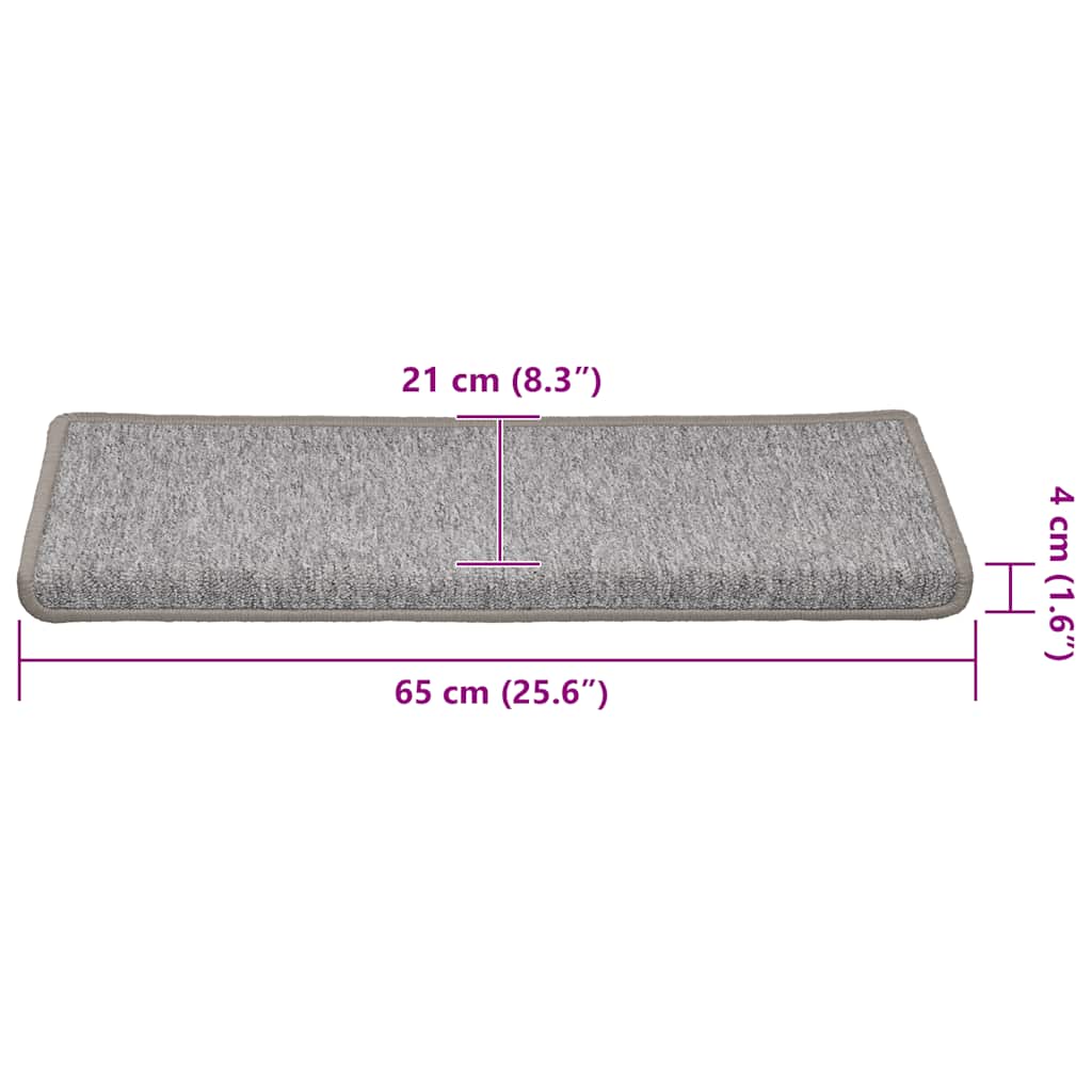 Tappetini per scale 30 pz 65x21x4 cm Grigio chiaro Bordo rettangolare