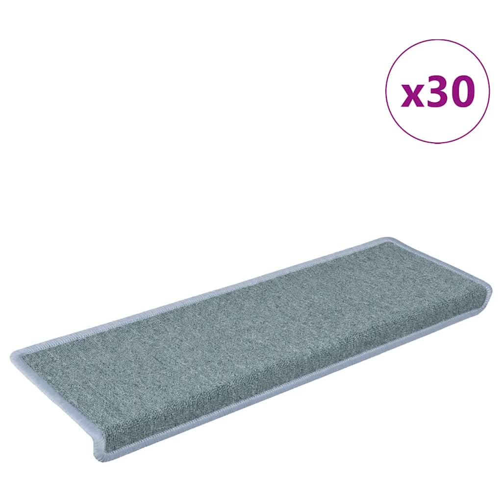 Tappetini per scale 30 pz 65x21x4 cm Blu mare con bordo rettangolare | homemem39