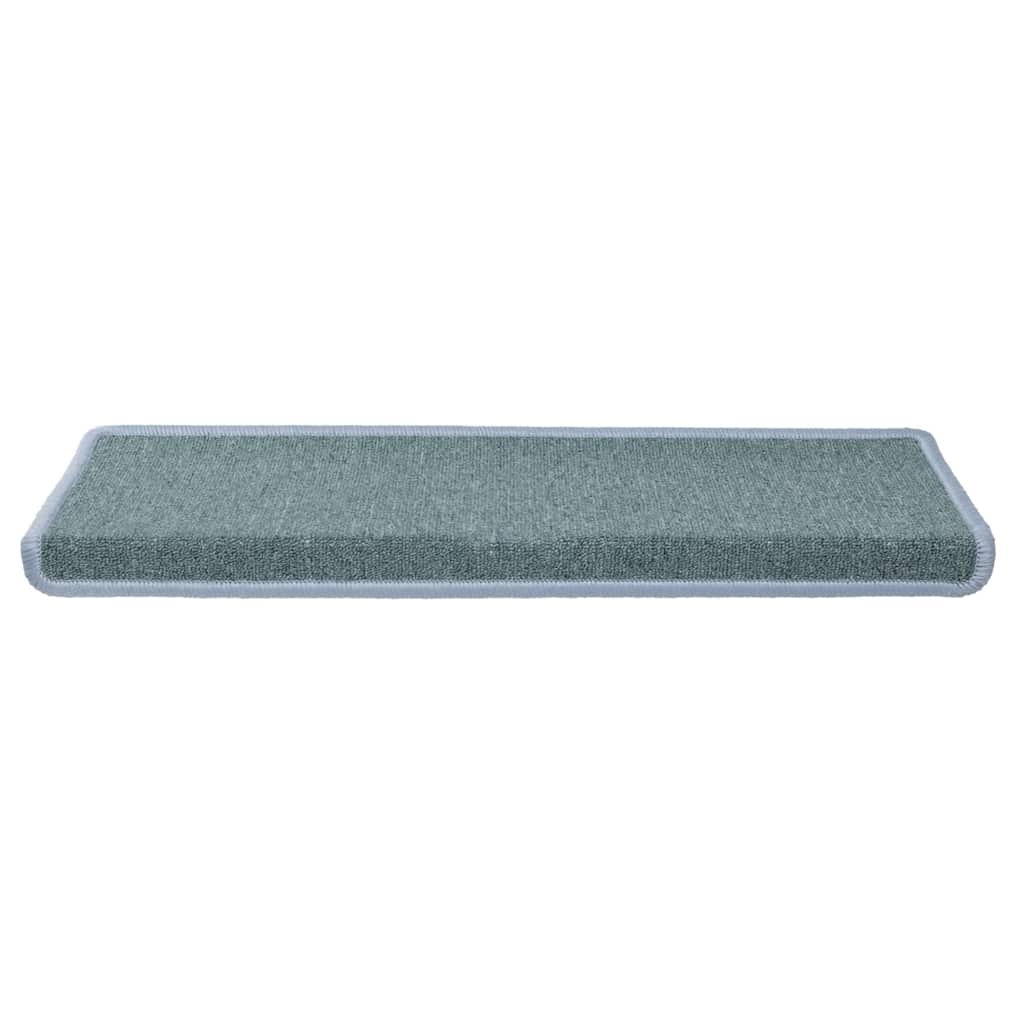 Tappetini per scale 30 pz 65x21x4 cm Blu mare con bordo rettangolare
