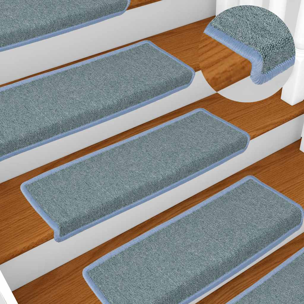 Tappetini per scale 30 pz 65x21x4 cm Blu mare con bordo rettangolare | homemem39